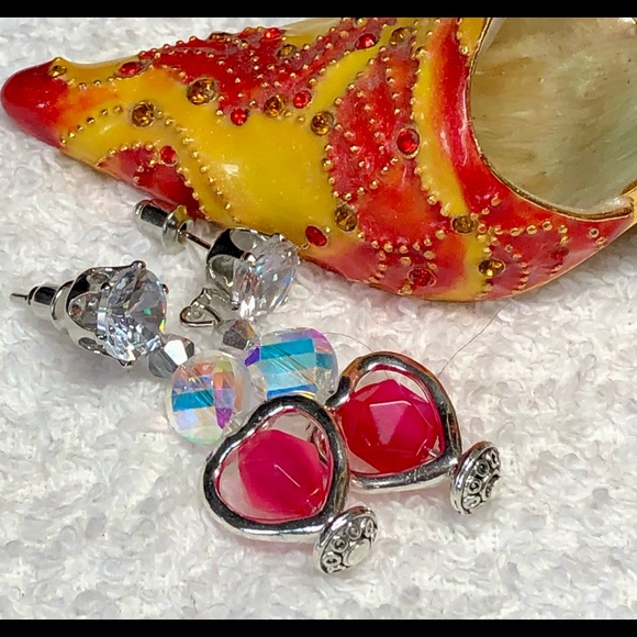 💕✨pink agate and aurora borealis Swarovski earrings - Picture 6 of 9